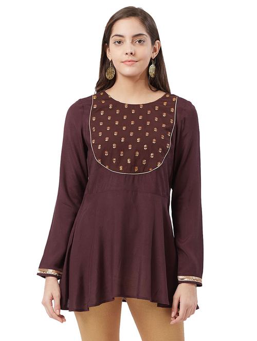 embroidered flared kurti - 15625194 - Standard Image - 1