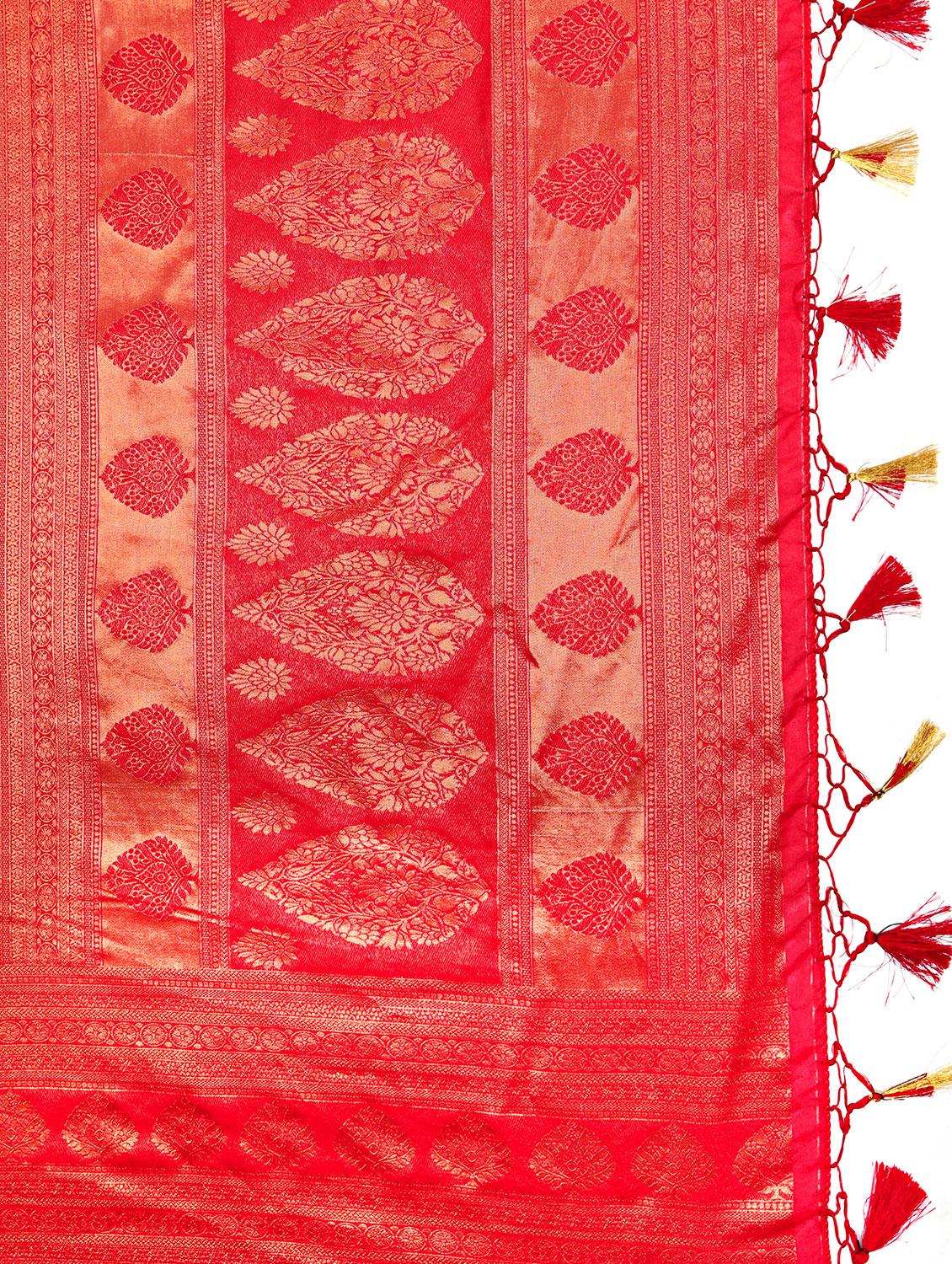 gold zari motif kanjivaram saree with blouse - 15625514 - Zoom Image - 4
