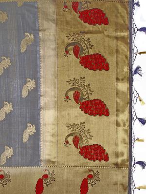 conversational zari motif kanjivaram saree with blouse - 15625517 - Standard Image - 4