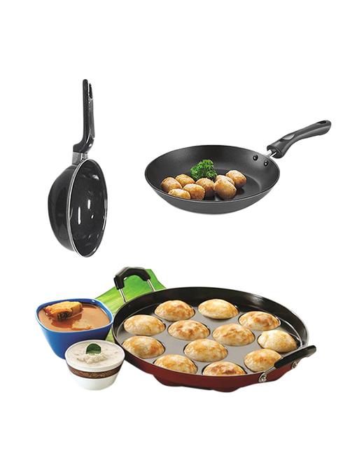 Brandroot Anti Scratch/Non Stick/Hard Anodized Alisha Combo-3 in 1(Appam/Fry Pan/Sauce Pan) Induction Bottom Cookware Set - 15626154 - Very Small Image - 1
