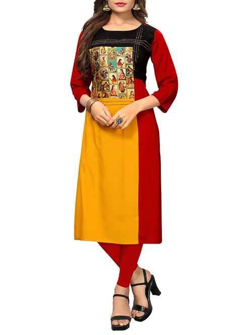 straight color block kurta - 15628745 - Standard Image - 1