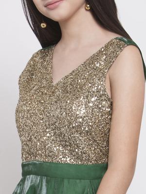high slit sequined pleated gown - 15628783 - Standard Image - 4