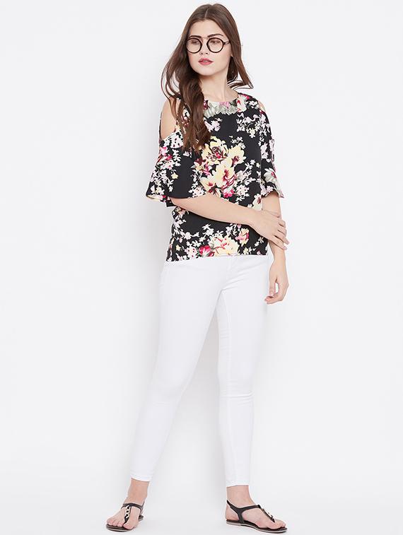 cold shoulder floral top - 15629305 - Zoom Image - 4