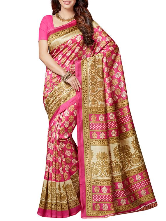 multicolor printed saree combo with blouse - 15630061 - Zoom Image - 4