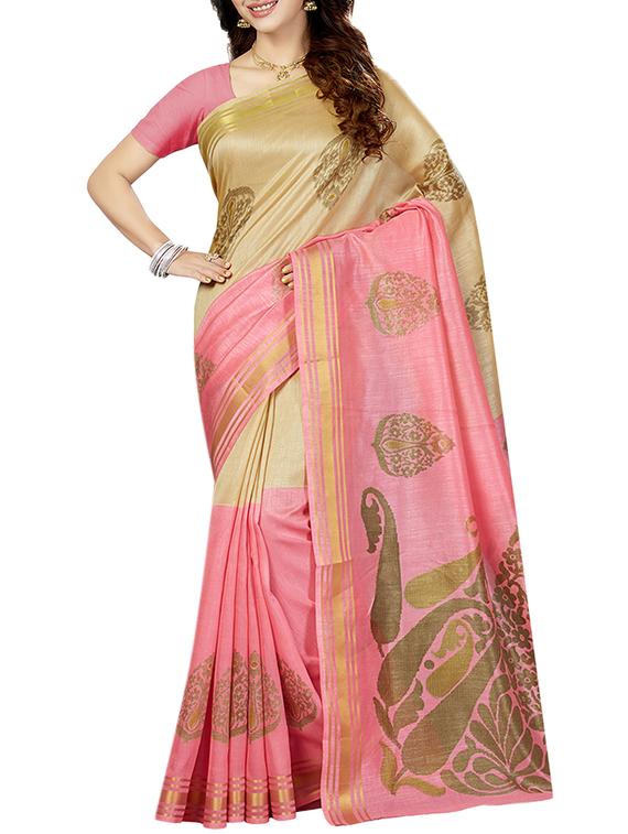 multicolor printed saree combo with blouse - 15630062 - Zoom Image - 4