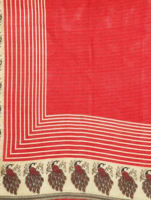 conversational printed saree with blouse - 15630962 - Standard Image - 4