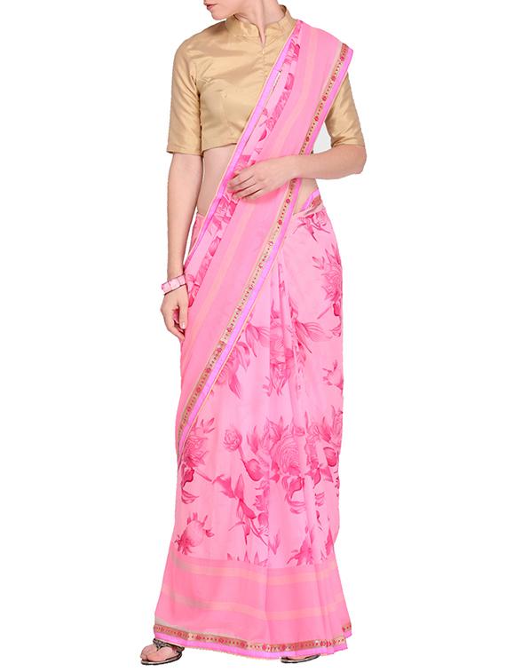 multicolor printed saree combo with blouse - 15631039 - Zoom Image - 4