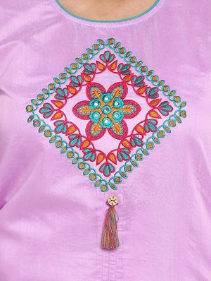 embroidered straight kurta with tassels - 15636167 - Standard Image - 4
