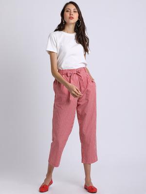 front tie belted cropped trouser - 15637125 - Standard Image - 4