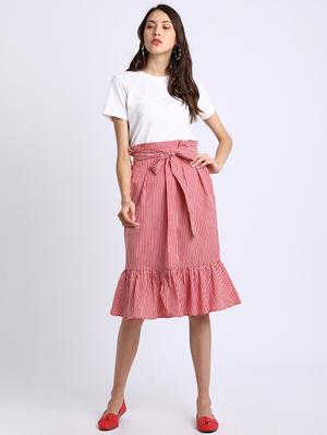checkered tie up waist skirt - 15637130 - Standard Image - 4