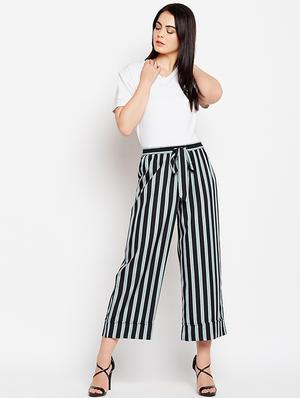 striped tie up waist wide leg trouser - 15640850 - Standard Image - 4