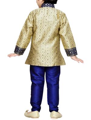 blue silk blend kurta set - 15640933 - Standard Image - 4
