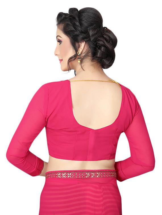 striped half and half saree with blouse - 15642648 - Zoom Image - 4