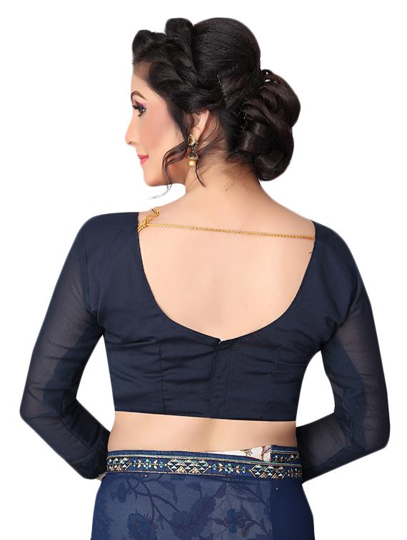 floral half and half saree with blouse - 15642653 - Zoom Image - 4