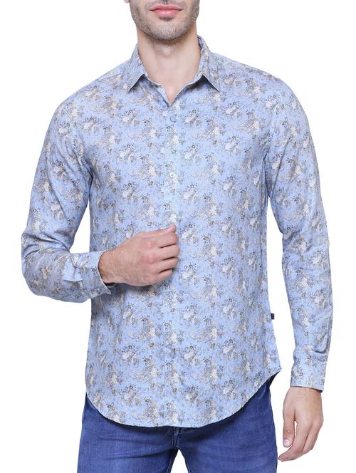 blue cotton casual shirt - 15643386 - Standard Image - 1