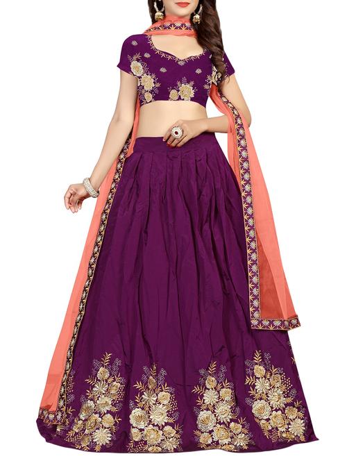 Gold zari embroidered flared lehenga - 15644072 - Standard Image - 1