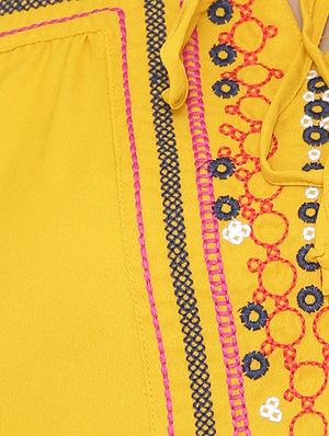 embroidered yoke tie up neck tunic - 15646148 - Standard Image - 4