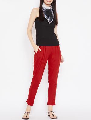 red viscose others trousers - 15648803 - Standard Image - 4
