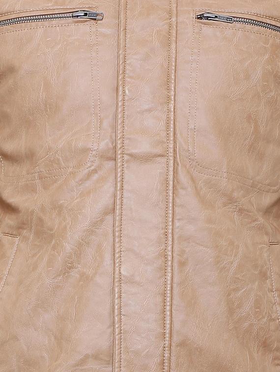 beige leather biker jacket - 15649093 - Zoom Image - 4