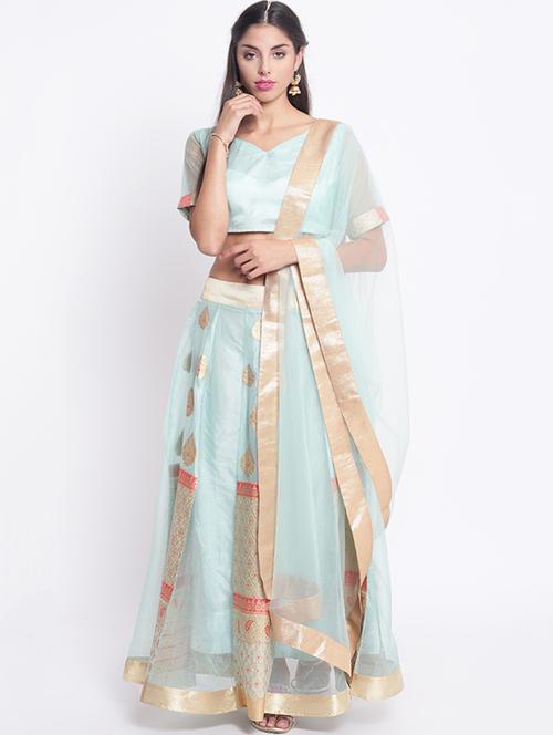 zari flared lehenga set - 15649790 - Standard Image - 1