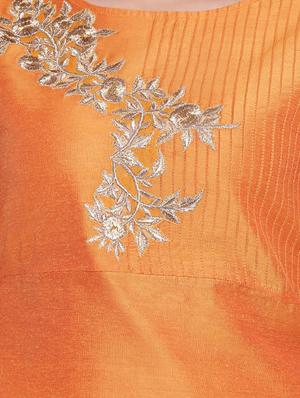 Embroidered silk straight kurta - 15649808 - Standard Image - 4