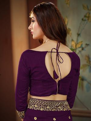 floral embroidered saree with blouse - 15650445 - Standard Image - 4
