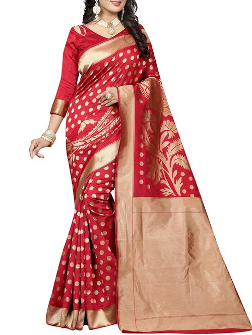 Polka dots banarasi saree with blouse - 15651024 - Standard Image - 1
