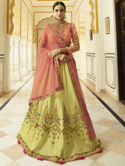 Embroidered flared lehenga - 15654310 - Standard Image - 1