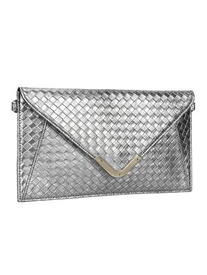 silver leatherette (pu) envelope clutch - 15655602 - Standard Image - 4