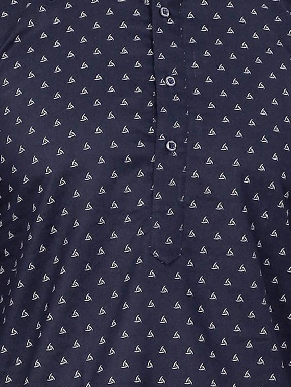 blue cotton kurta pyjama set - 15656063 - Zoom Image - 4