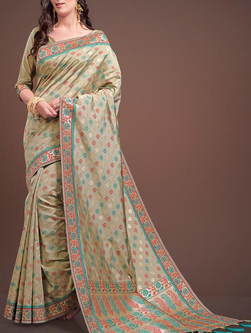 zari motif kanjivaram saree with blouse - 15656669 - Standard Image - 1