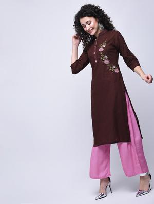 Embroidered straight kurta - 15658609 - Standard Image - 4