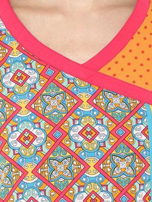 pink synthetic layered kurti - 15659877 - Standard Image - 4