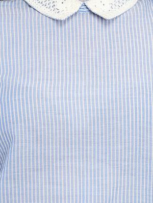 smocked sleeved lace collared striped top - 15671784 - Standard Image - 4