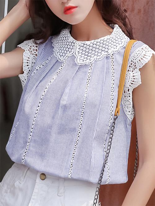 pleat detail lace top - 15674242 - Standard Image - 1
