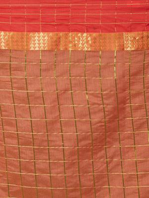zari checkered woven saree with blouse - 15676069 - Standard Image - 4