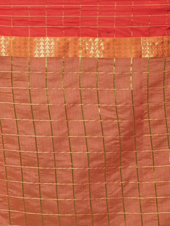 zari checkered woven saree with blouse - 15676069 - Zoom Image - 4