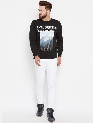black cotton front print sweatshirt - 15676128 - Standard Image - 4