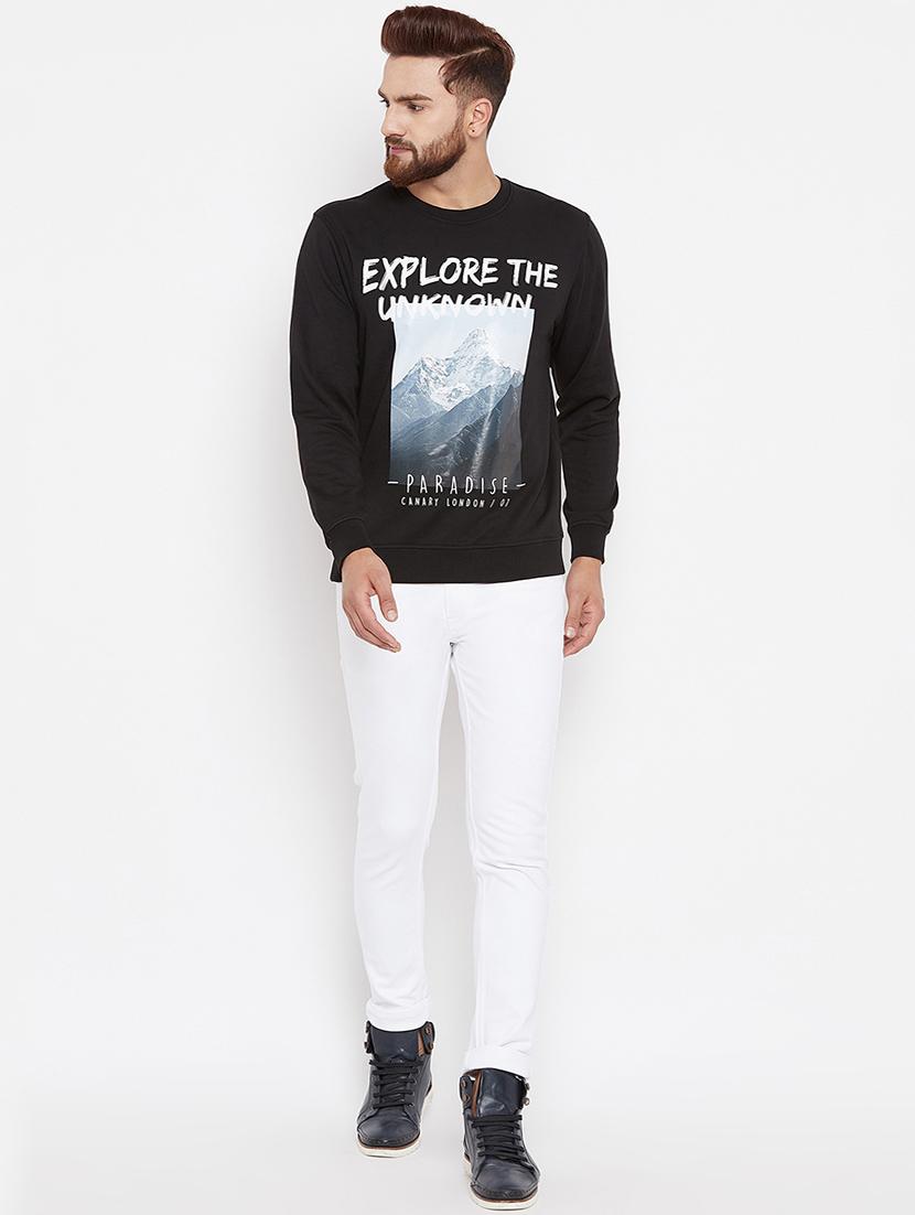 black cotton front print sweatshirt - 15676128 - Zoom Image - 4