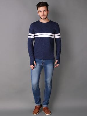 blue cotton thumb hole t-shirt - 15676141 - Standard Image - 4