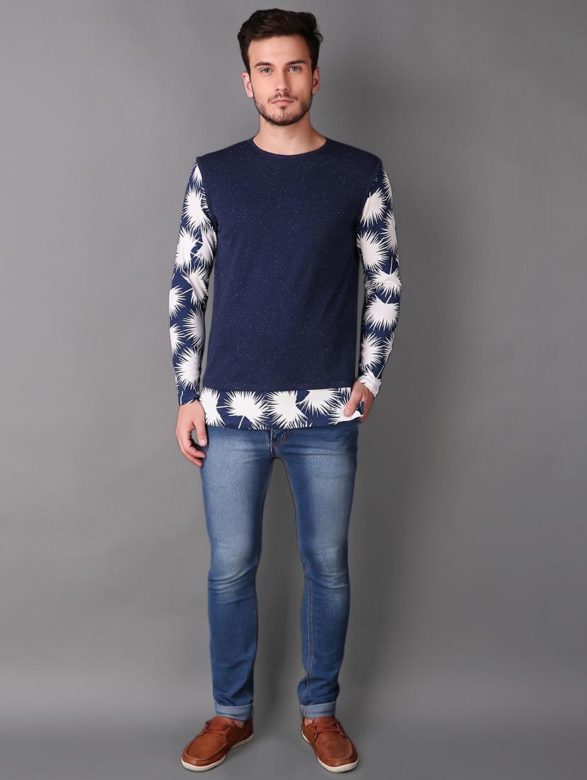 navy blue cotton printed t-shirt - 15676148 - Zoom Image - 4