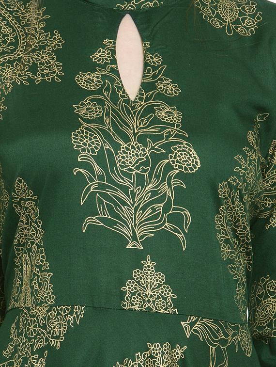flared foil print long sleeves kurta - 15676255 - Zoom Image - 4