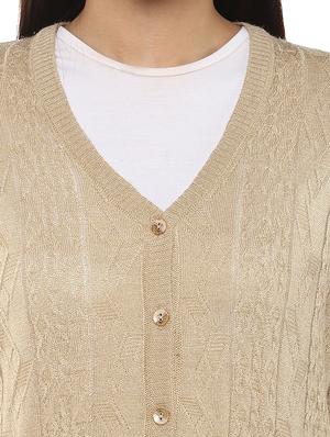 ribbed edge woolen cardigan - 15677193 - Standard Image - 4