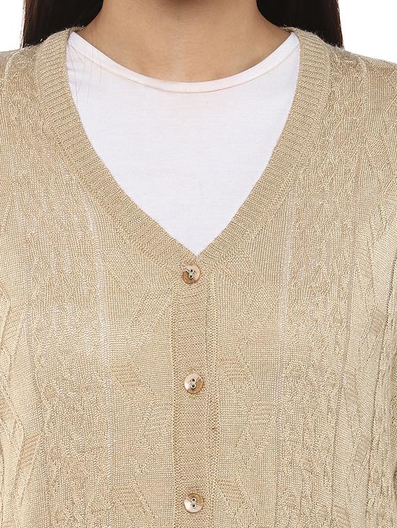 ribbed edge woolen cardigan - 15677193 - Zoom Image - 4