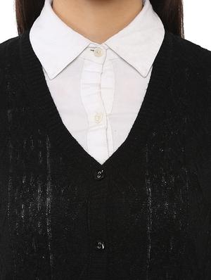 ribbed edge woolen cardigan - 15677194 - Standard Image - 4