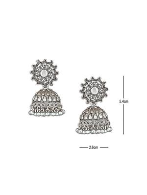 silver metal jhumka earring - 15678629 - Standard Image - 4