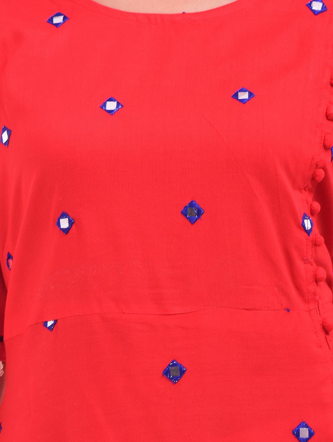 A-line mirror work kurta - 15678759 - Zoom Image - 4