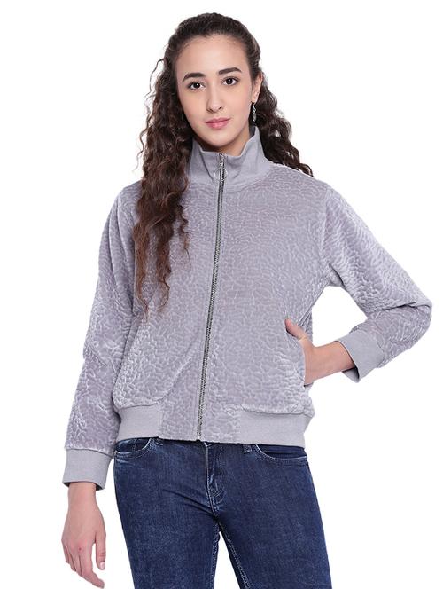 textured mock neck bomber jacket - 15679693 - Standard Image - 1