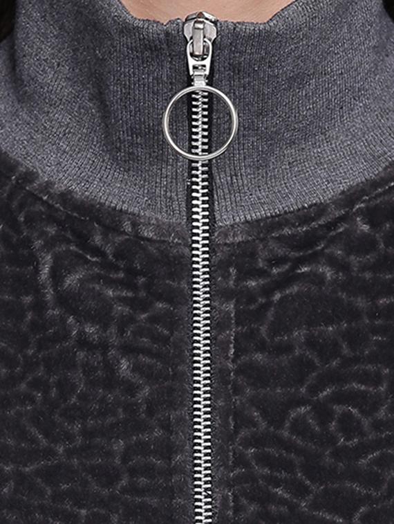 textured mock neck bomber jacket - 15679695 - Zoom Image - 4