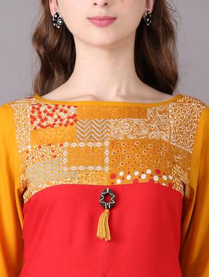 Printed straight kurta with tassels - 15680408 - Standard Image - 4